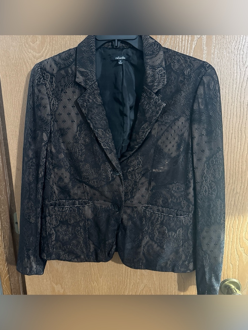 Rafaella Career Brown Black Lace 100% Nylon Blazer Jacket Women’s Size 12